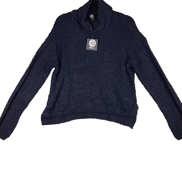 Bobeau Womens M Blue Funnel Neck Pullover Sweater Boucle Chunky Knit NWT - Picture 13 of 16